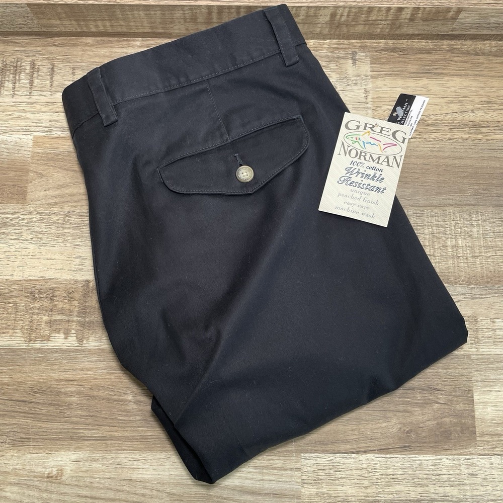 Greg Norman Golf Shorts Mens 38 Black Pleated‎ Wrinkle Resistant Peached Finish